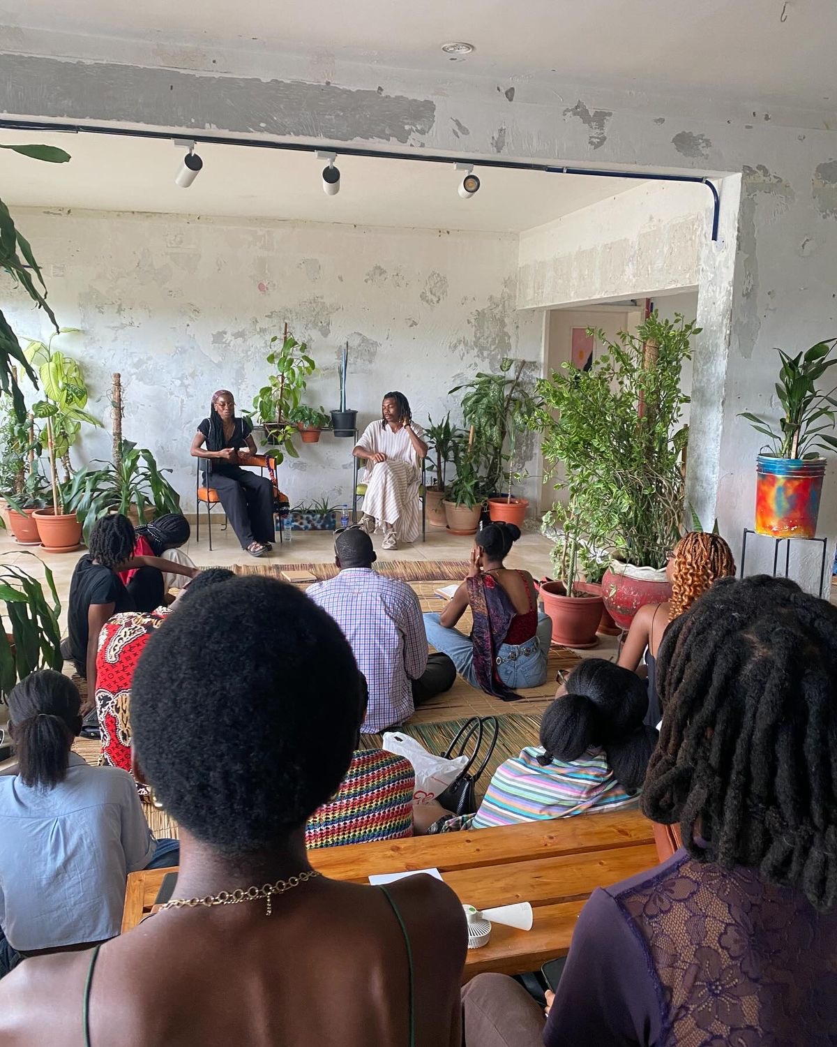 People gathered for a community dialogue